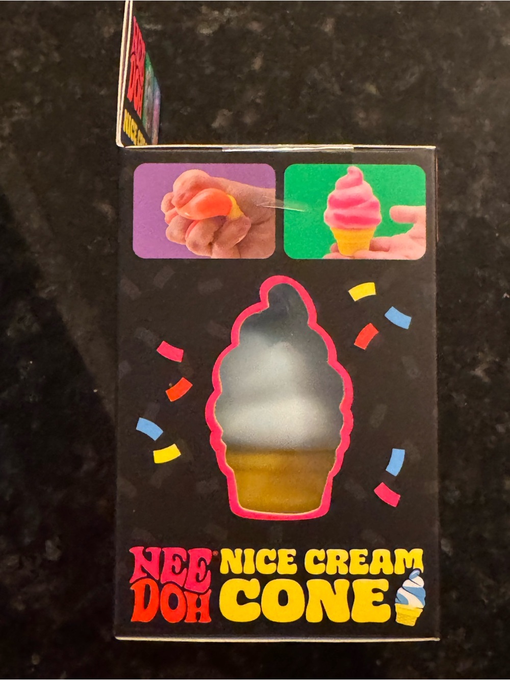 NeeDoh Nice Cream Cone Squishy Toy - Blue & White Swirl - Picture 4 of 7